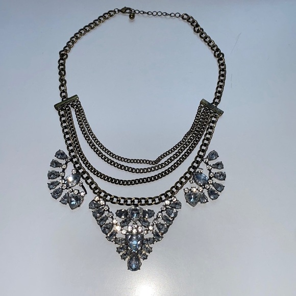 Dazzling Rhinestone Statement Necklace Layered Gemstone Diamond Sparkle Wedding - Picture 1 of 6